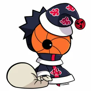 😁 Tobi Naruto Аниме, Манга, Мультфильм, Тоби, Обито, Рождество, Дед Мороз telegram sticker