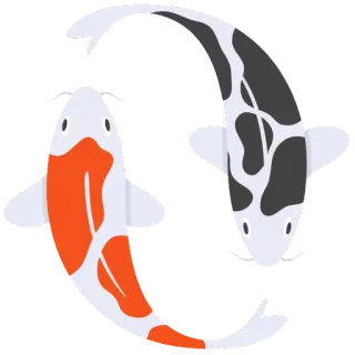 😀 Кои, Рыба, Оранжевый, Черный, Белый, Японский, Удача, Символ telegram sticker