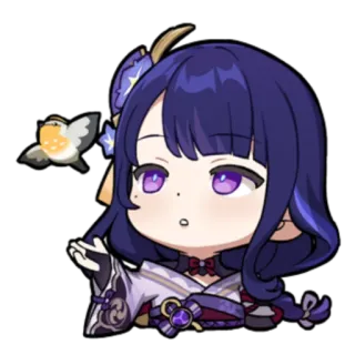 🐥 Raiden Shogun Genshin Impact Anime, Videospiel, Charakter, Niedlich, Mädchen whatsapp sticker
