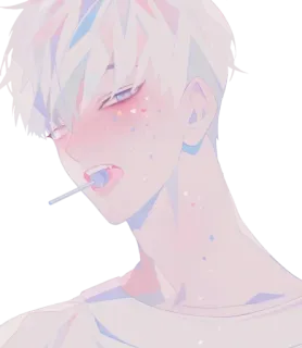 🍭 Anime, Junge, Lutscher, Süß, Pastell whatsapp sticker