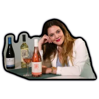 🥰 Drew Barrymore Drew Barrymore, wine, actress, celebrity, rose wine, white wine, red wine whatsapp sticker