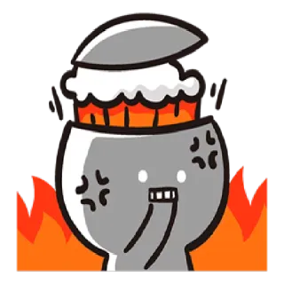 😡 angry, fire, cooking pot, cartoon, upset, boiling telegram sticker