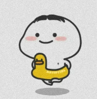 🌸 ARTIFICIAL character, cartoon, cute, duck, funny, swimming telegram sticker