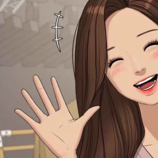 🛍 Frau, Mädchen, Lächeln, Winken, Grüßen, Cartoon, Anime telegram sticker