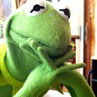 😑 Kermit 科米蛙, 木偶, 绿色, 布偶, 沉思, 表情包 telegram sticker