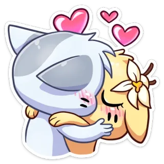 🤗 amore, abbraccio, coppia, carino, romantico, cartone animato telegram sticker