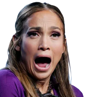 😵 Jennifer Lopez, JLo, shocked, face, celebrity, expression, scream telegram sticker
