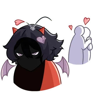 🌑 cartoon, character, demon, love, heart, couple, anime, sticker telegram sticker