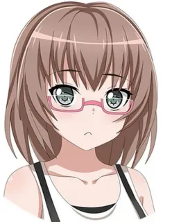 😕 Anime, Garota, Óculos, Personagem telegram sticker
