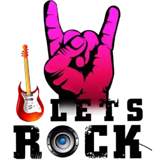 🎶 ร็อคแอนด์โรล, เพลง, ท่าทางมือ, สัญลักษณ์ร็อค, กีตาร์, ลำโพง telegram sticker