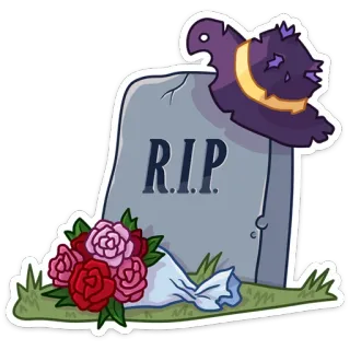 ⚰️ R.I.P RIP, tombstone, grave, flowers, death, mourning, rest in peace, hat telegram sticker