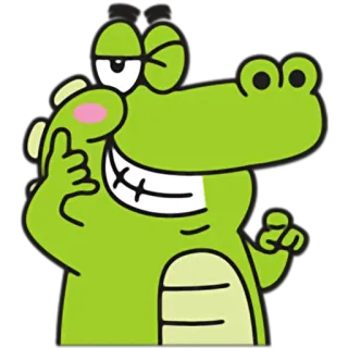 😉 crocodile, cartoon, animal, green, cute, funny telegram sticker