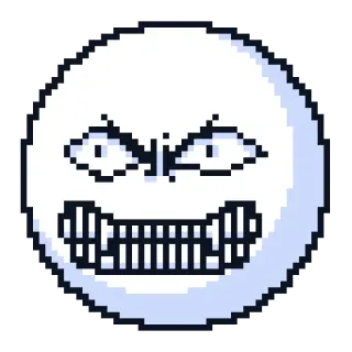 😠 pixel art, angry, face, monster, creature, digital art, white, cartoon telegram sticker