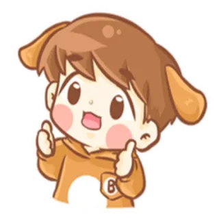 👍 Desenho animado, Fofo, Menino, Orelhas de cachorro, Feliz, Joinha, Adesivo telegram sticker