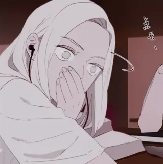 🐚 点头 donna, cuffie, computer, stile anime, grigio chiaro, scioccata telegram sticker
