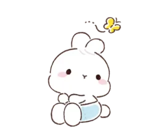 🐰 Hase, süß, Tier, Cartoon, Schmetterling, kawaii telegram sticker
