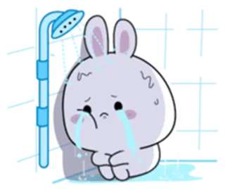 😊 토끼, 슬픈, 울음, 귀여운, 깜찍한 telegram sticker