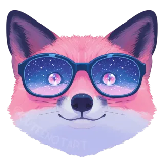 🦊 fox, animal, glasses, pink, purple, cute telegram sticker