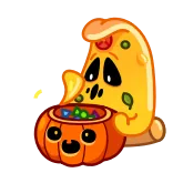 🎃 pizza, halloween, labu, hantu, kartun, makanan telegram sticker