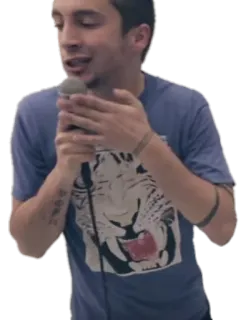 🤔 Tyler Joseph zanger, Twenty One Pilots, microfoon, tijger, muziek, tattoo telegram sticker