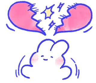 💔 lapin, coeur brisé, dessin animé, amour, tristesse, chagrin d'amour telegram sticker