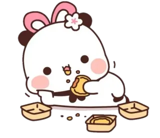 🐼 милый, каваий, животное, панда, еда, еда telegram sticker