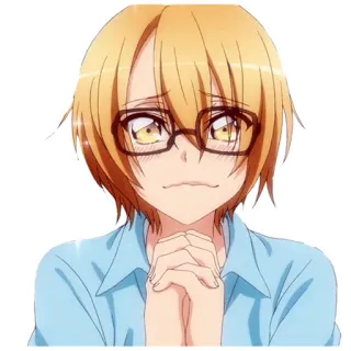😍 Аниме, Человек, Персонаж, Очки, Светлые волосы, Озабоченный telegram sticker