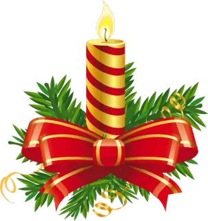 🎄 เทียน, คริสต์มาส, วันหยุด, ของตกแต่ง, โบว์, ริบบิ้น, เทศกาล whatsapp sticker