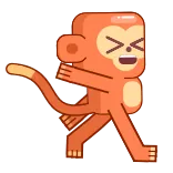 😫 monkey, cartoon, animal, happy, walking, orange telegram sticker