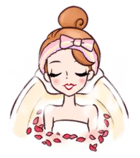 🛀 mulher, banho, pétalas de rosa, relaxamento, spa, beleza telegram sticker
