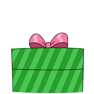 🎁 подарок, презент, зеленый, розовый бант, праздник, вечеринка telegram sticker