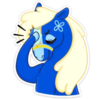 🤦‍♂️ cheval, bleu, animal, dessin animé, poney whatsapp sticker