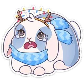 😭 kelinci, kelinci, sedih, menangis, syal, imut, hewan, kartun telegram sticker