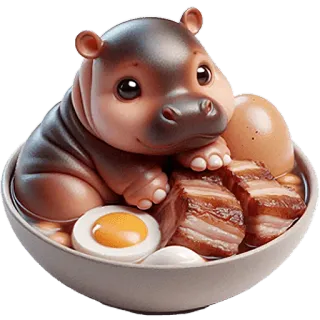 😋 hippo, ramen, food, animal, cute, kawaii telegram sticker