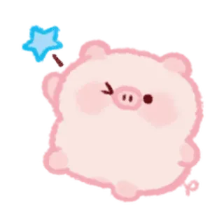 🎵 돼지, 귀여운, 만화, 요술봉, 분홍색, 동물 telegram sticker