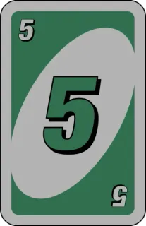 💚 uno, card game, number 5, green, card whatsapp sticker