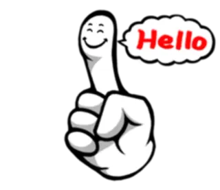 🙂 Hello finger, hand, cartoon, gruß whatsapp sticker