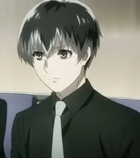 🥀 Ken Kaneki Tokyo Ghoul anime, karakter, Ken Kaneki, gelap, serius, rambut putih, ghoul telegram sticker