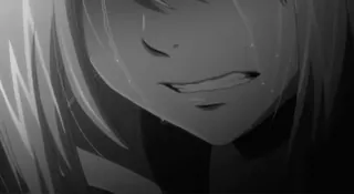 😭 chorando, triste, lágrimas, emoção, rosto, preto e branco, anime, mangá telegram sticker