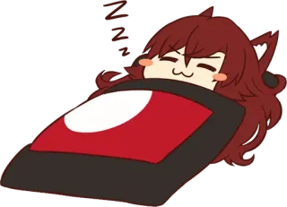 😴 애니메이션, 퍼리, 귀여운, 치비, 자는, 담요, 고양이 귀 telegram sticker