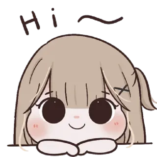 🌙 Hi ~ schattig, anime, groet, kawaii, meisje whatsapp sticker