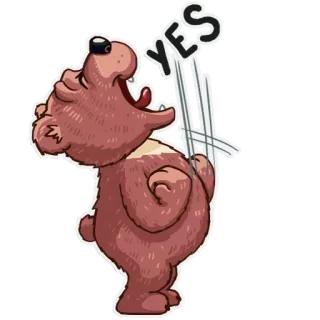 😃 YES urso, afirmativo, sim, animal, desenho animado telegram sticker