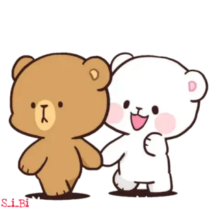 🏃‍♀️ orsi, cartoni animati, carino, Milk and Mocha, amicizia, amore, coppia telegram sticker