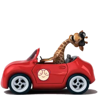 🤣 Giraffe, Auto, Cartoon, Sonnenbrille, Tier telegram sticker