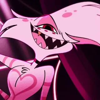 💝 Angel Dust Hazbin Hotel Angel Dust, Hazbin Hotel, demone, cartone animato, sorridente telegram sticker