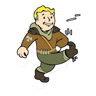🏃‍♀️ Vault Boy Fallout Fallout, Vault Boy, juego, pegatina, dibujo animado telegram sticker