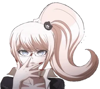 🤔 Junko Enoshima Danganronpa Anime, Mädchen, Brille, Junko Enoshima, Danganronpa, Bösewicht, Verzweiflung whatsapp sticker