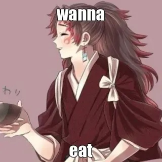🙂 wanna eat anime, manga, food, bowl, character telegram sticker