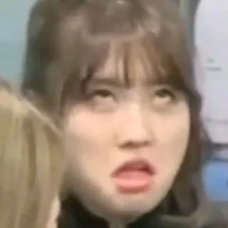 🙄 cara, expresión, meme, gracioso, retrato, mujer, kpop whatsapp sticker