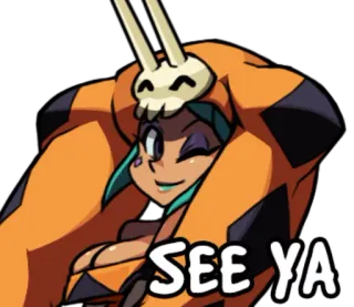😉 See ya Dibujos animados, Naranja, Cráneo, Adiós, Hasta luego, Despedida telegram sticker